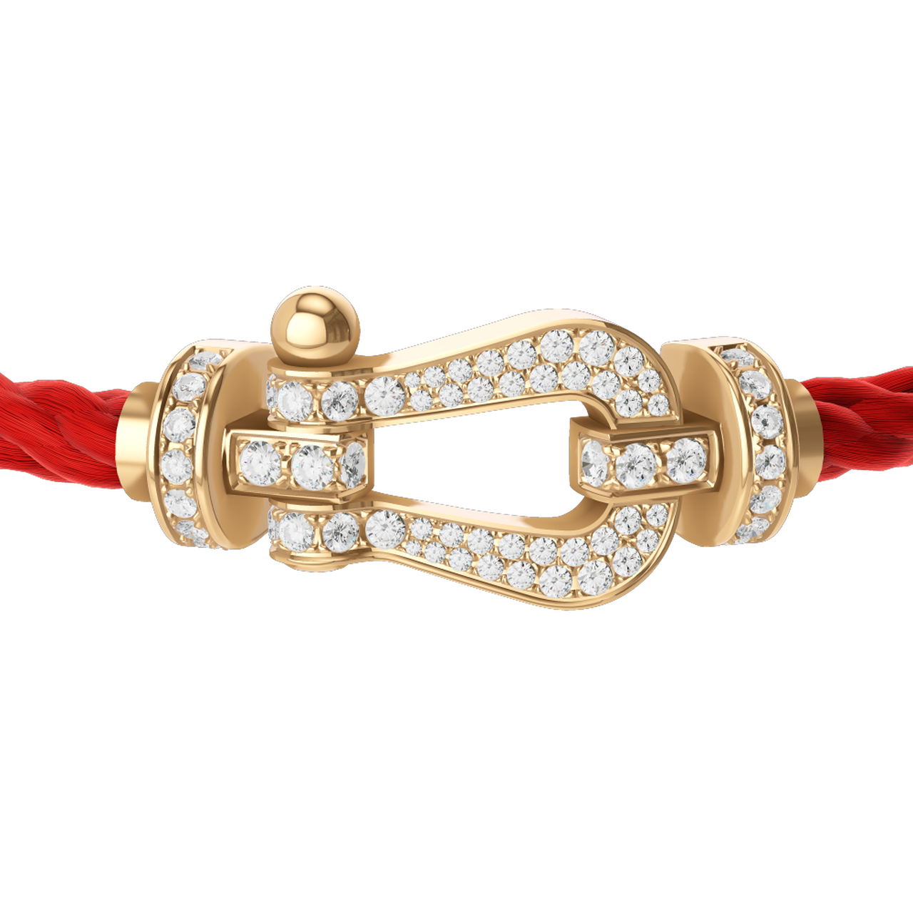 Fred Force 10 Large Yellow Gold and Diamond Cable Bracelet
